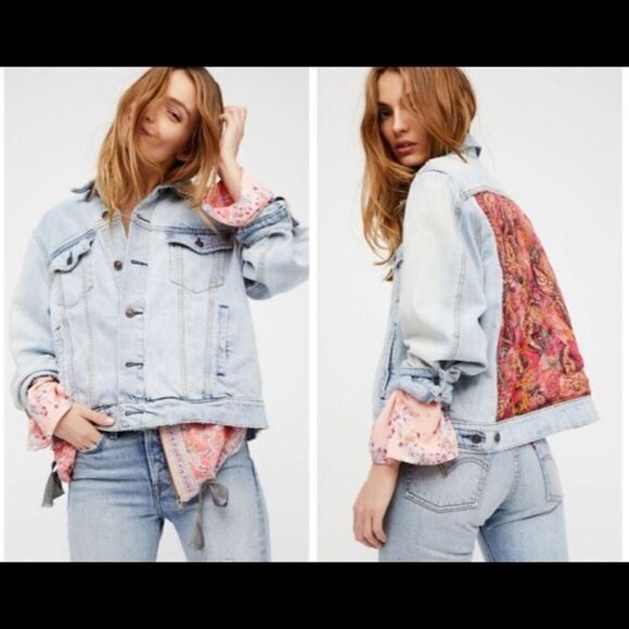 Free people jeans jacket size XS oversized impeccable paisley - Picture 9 of 17